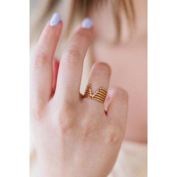 Candy Skies Decorative Enamel V-Shaped Open Ring - Picture 6 of 7